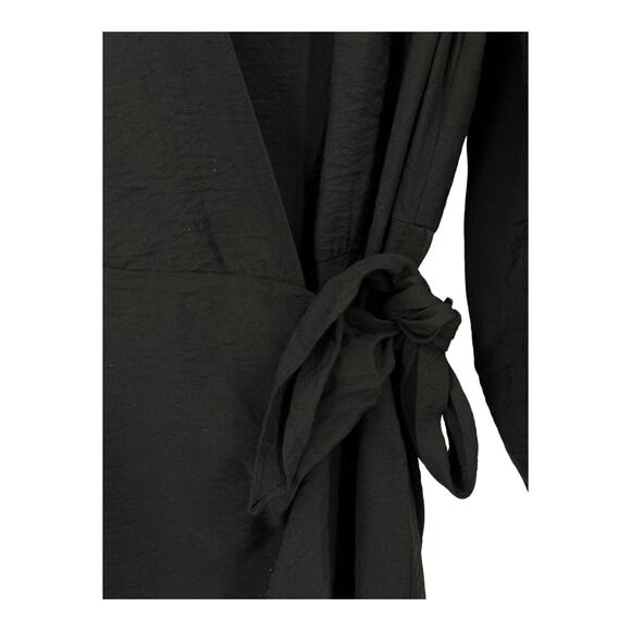 Vince Dress Long Sleeve wrap front shirt black Medium M - Picture 5 of 10